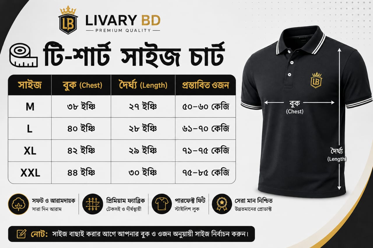 Size chart for Mens Premium T-Shirt-Combo-2